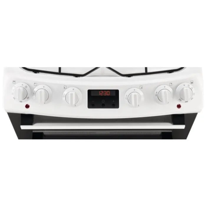 Zanussi ZCK66350WA Dual Fuel Double Oven Cooker with Gas Hob - White | Atlantic Electrics