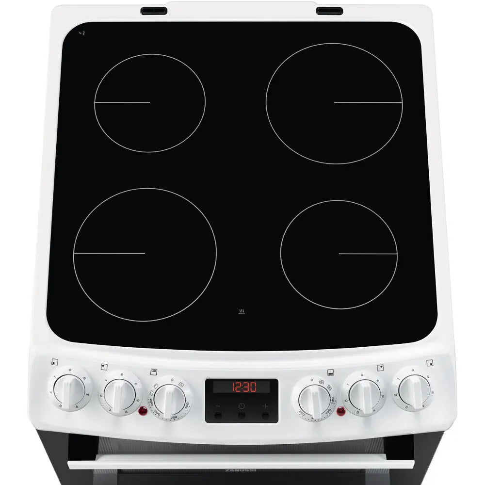 Zanussi ZCV46250WA Double Oven Cooker with Ceramic Hob - White | Atlantic Electrics