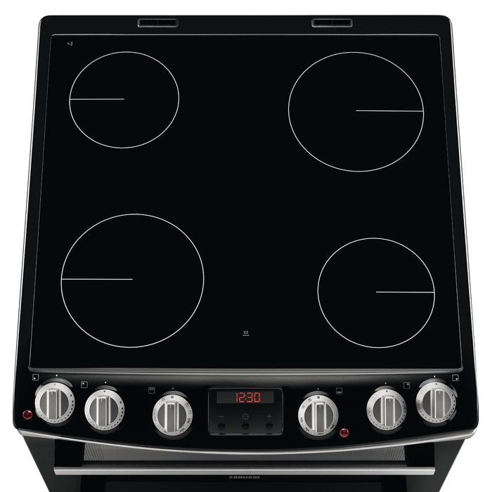 Zanussi ZCV66078XA 60cm Electric Double Oven with Ceramic Hob Stainless Steel - Atlantic Electrics - 39478565109983