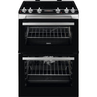 Thumbnail Zanussi ZCV66078XA 60cm Electric Double Oven with Ceramic Hob Stainless Steel - 39478565044447