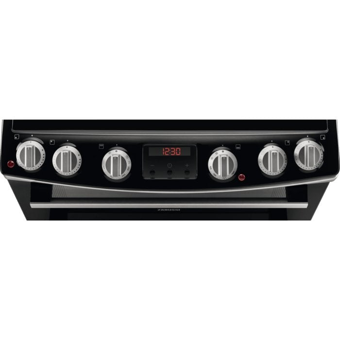 Zanussi ZCV66078XA 60cm Electric Double Oven with Ceramic Hob Stainless Steel - Atlantic Electrics - 39478565241055