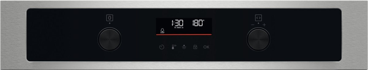 Zanussi ZOPND7XN Built In Electric Single Oven with Pyrolytic Cleaning - Stainless Steel / Black | Atlantic Electrics
