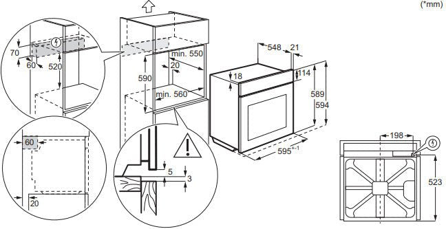 Zanussi ZOPND7XN Built In Electric Single Oven with Pyrolytic Cleaning - Stainless Steel / Black | Atlantic Electrics