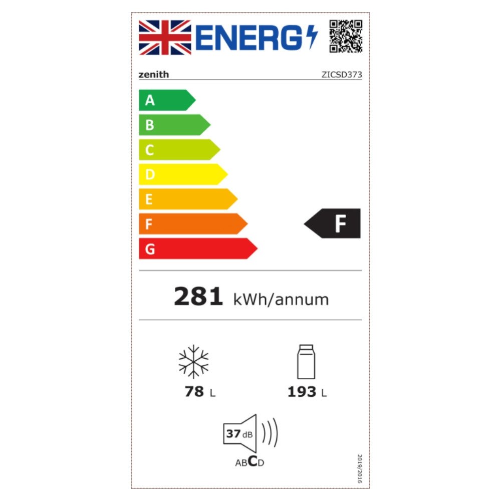 Zenith ZICSD373 Built in 70-30 Split Fridge Freezer White - Atlantic Electrics - 39478565699807