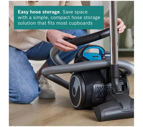 Bosch BGS05BU2GB Series 3 700W Bagless Cylinder Vacuum Cleaner, Turquoise
