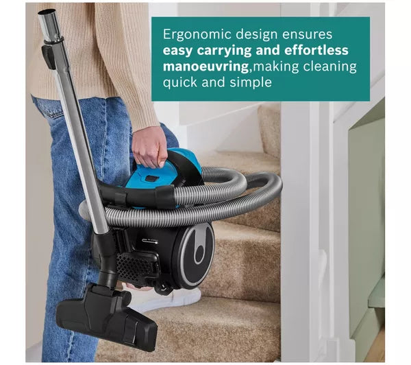 Bosch BGS05BU2GB Series 3 700W Bagless Cylinder Vacuum Cleaner, Turquoise
