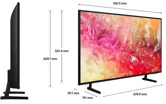 Samsung UE43DU7100 (2024) LED HDR 4K Ultra HD Smart TV, 43 inch with TVPlus, Black - 72405116617077 