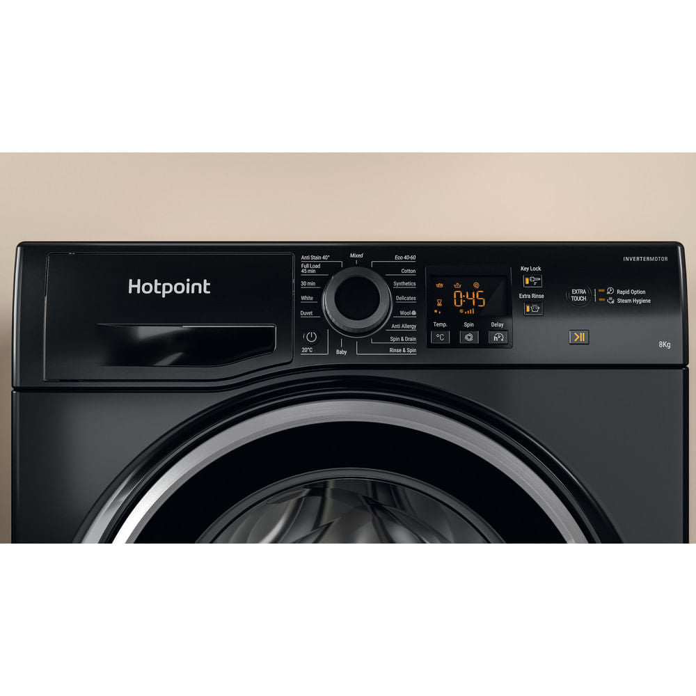 Hotpoint NSWM864CBSUKN Anti-Stain 8kg 1600rpm Washing Machine,Black - 72222356046197 