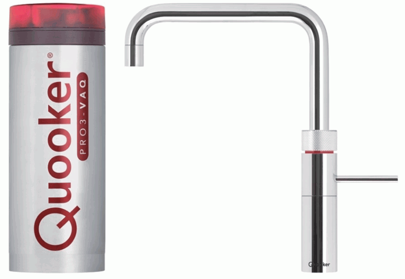 Quooker Fusion Square PRO3 Chrome 3 in 1 Boiling Water Tap with 3 Liters Tank | Atlantic Electrics