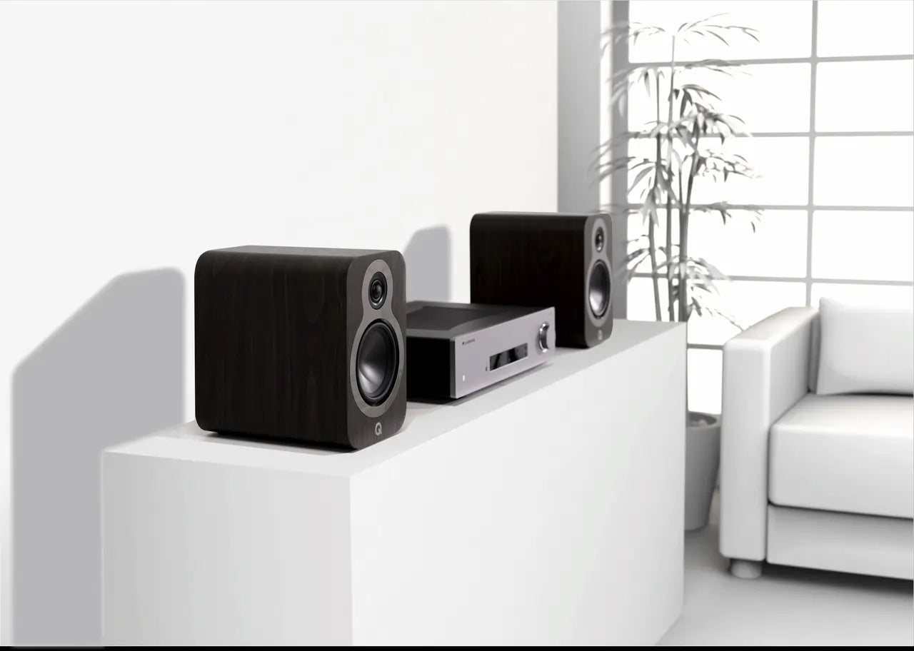 Q Acoustics Q3010c 4 Inch Pair of Bookshelf Speakers, Claro Walnut