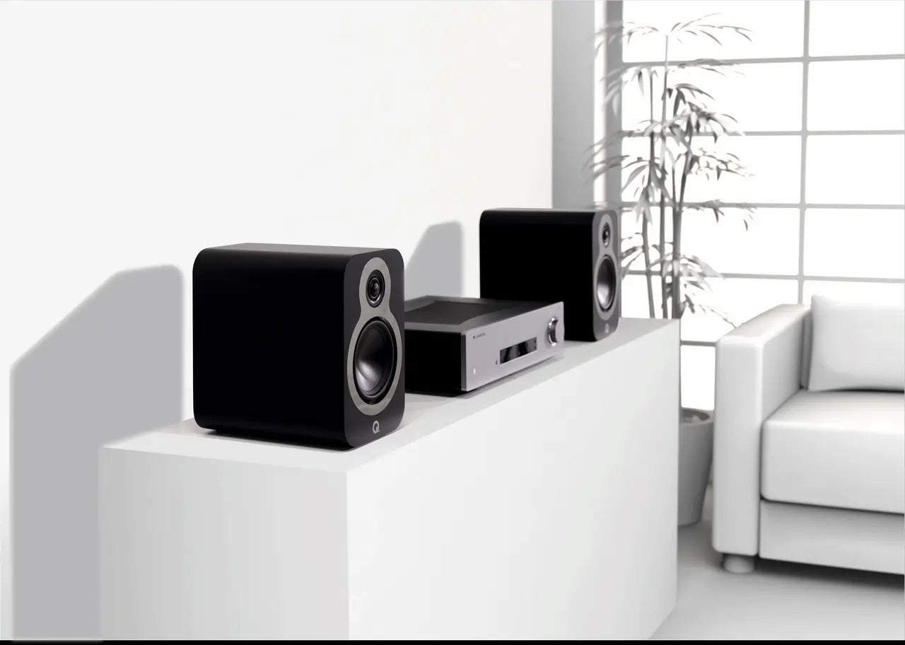 Q Acoustics Q3010c 4 Inch Pair of Bookshelf Speakers, Satin Black
