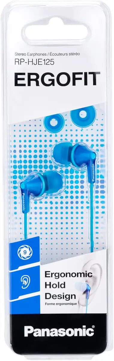Panasonic RPHJE125EA Ergofit In-Ear Stereo Earphones, Blue