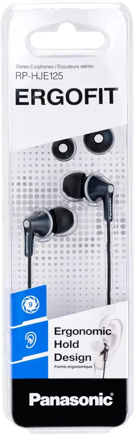 Panasonic RPHJE125EK Ergofit In-Ear Stereo Earphones, Black