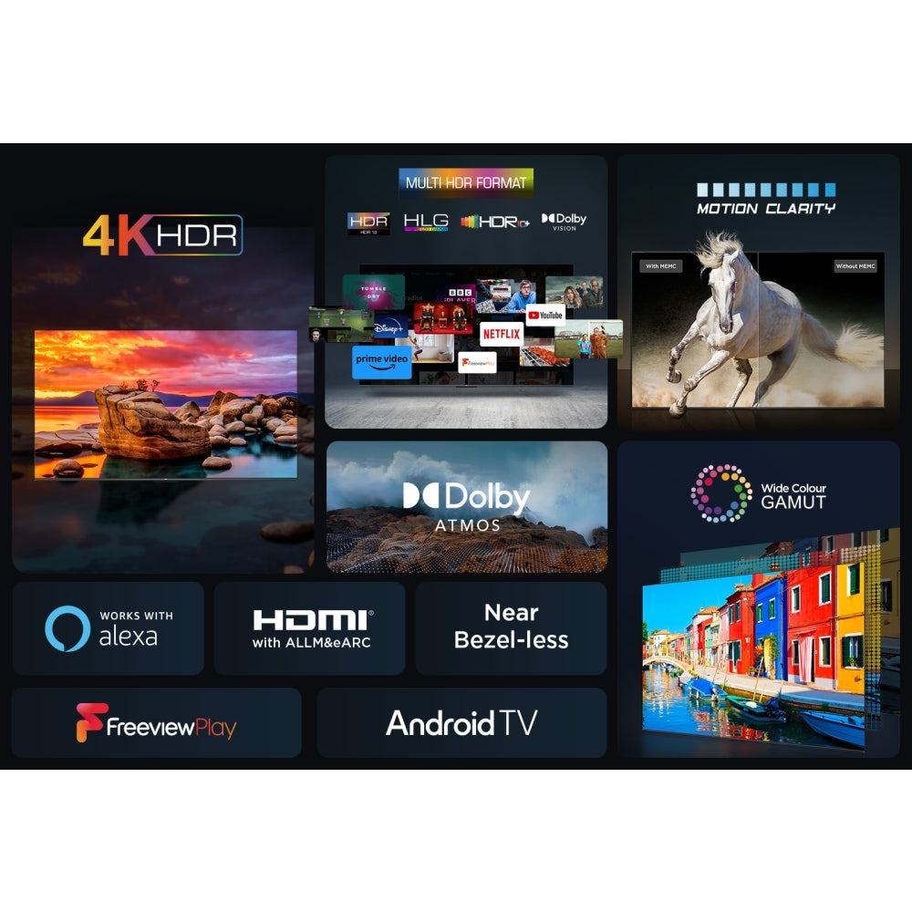 TCL 65P755K 65" LED 4K Ultra HD Smart TV, Grey, E Rated - 42848446349535 