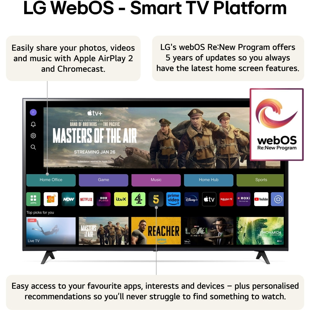 LG 65UT80006LA 65" LED UT80 4K Smart TV, 4K Ultra HD, Blue, F Rated - 43304924643551 
