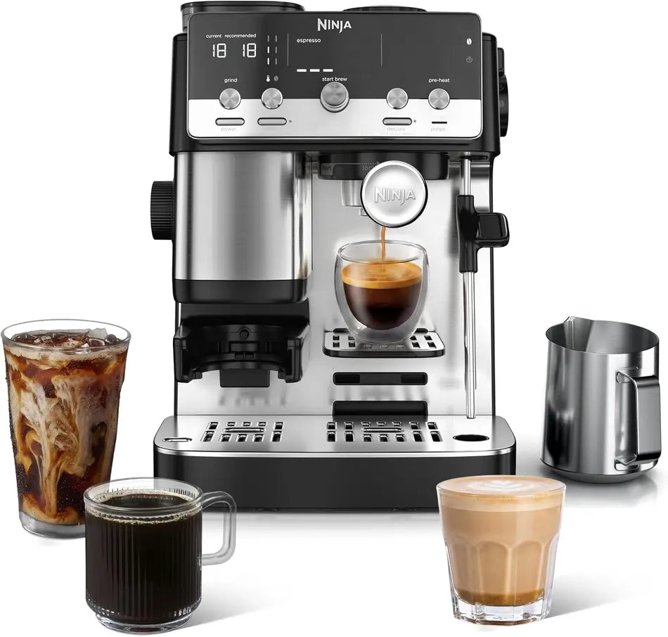 Ninja ES301UK Luxe Café MINI Espresso Coffee Machine, Black/Silver