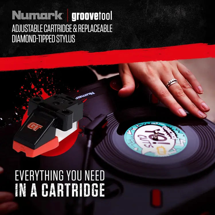 Numark GT GrooveTool Adjustable Cartridge & Replaceable Diamond Tipped Stylus, For Connection to Traditional Headshell Mounts