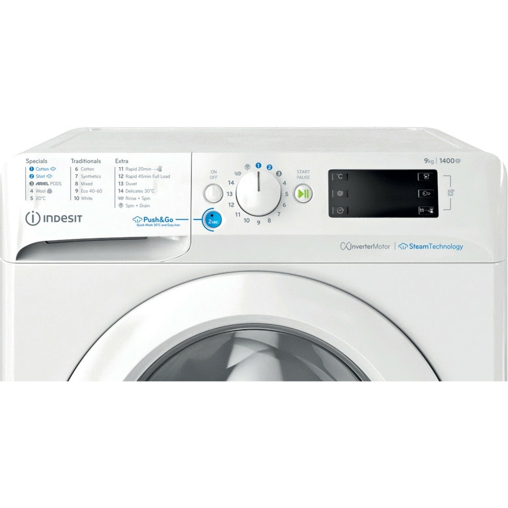 Indesit BWE91496XWV Washing Machine, 9kg, 1400 Spin, White, A Rated - 43641197035743 