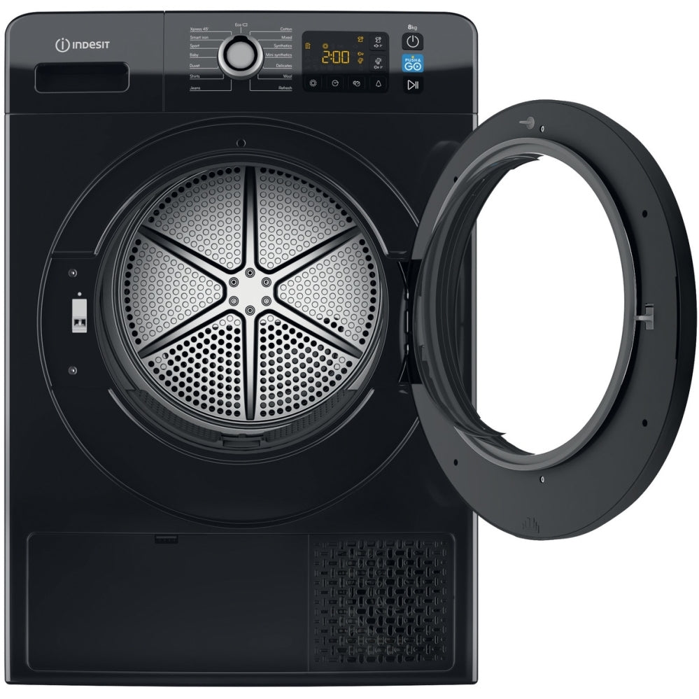 Indesit YTM1182BXUK Heat Pump Tumble Dryer, 8kg, Black, A++ Rated