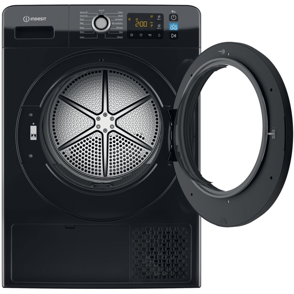 Indesit YTM1182BXUK Heat Pump Tumble Dryer, 8kg, Black