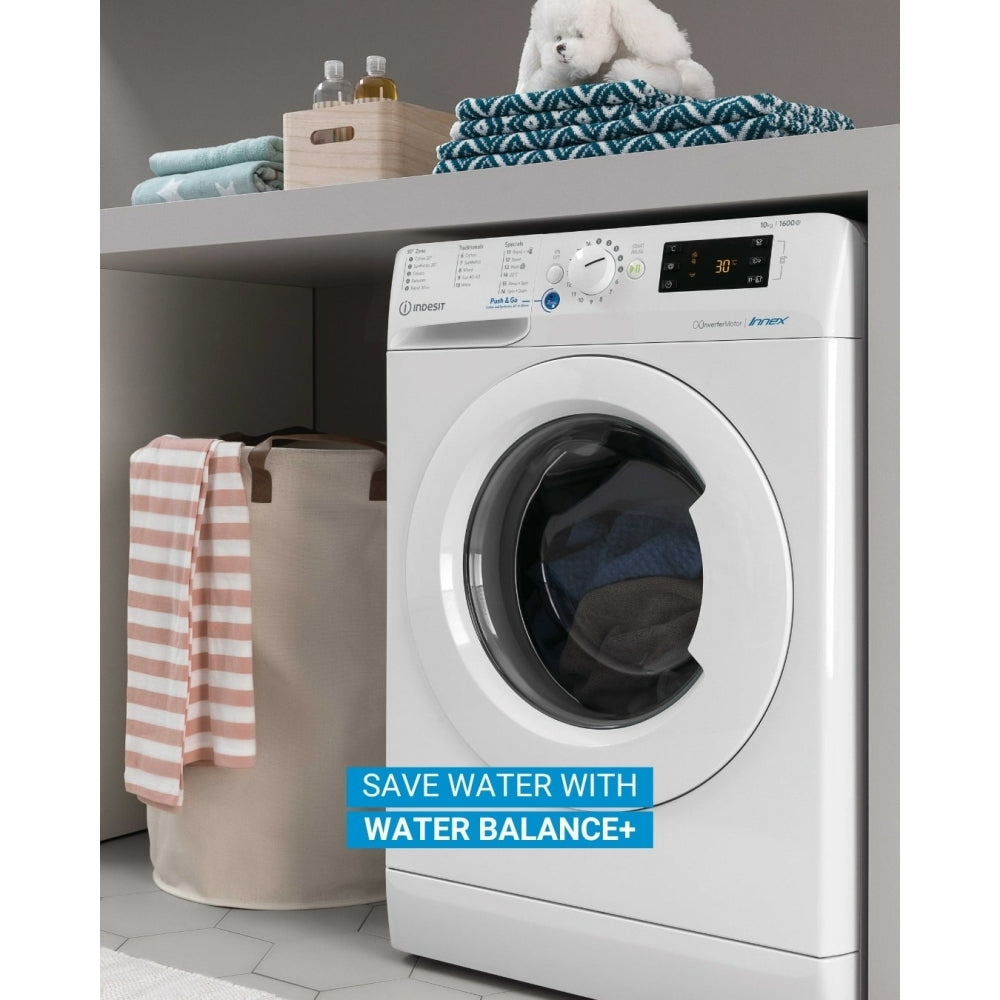 Indesit BWE91496XKV Washing Machine, 9kg, 1400 Spin, Black, A Rated - 43641196019935 