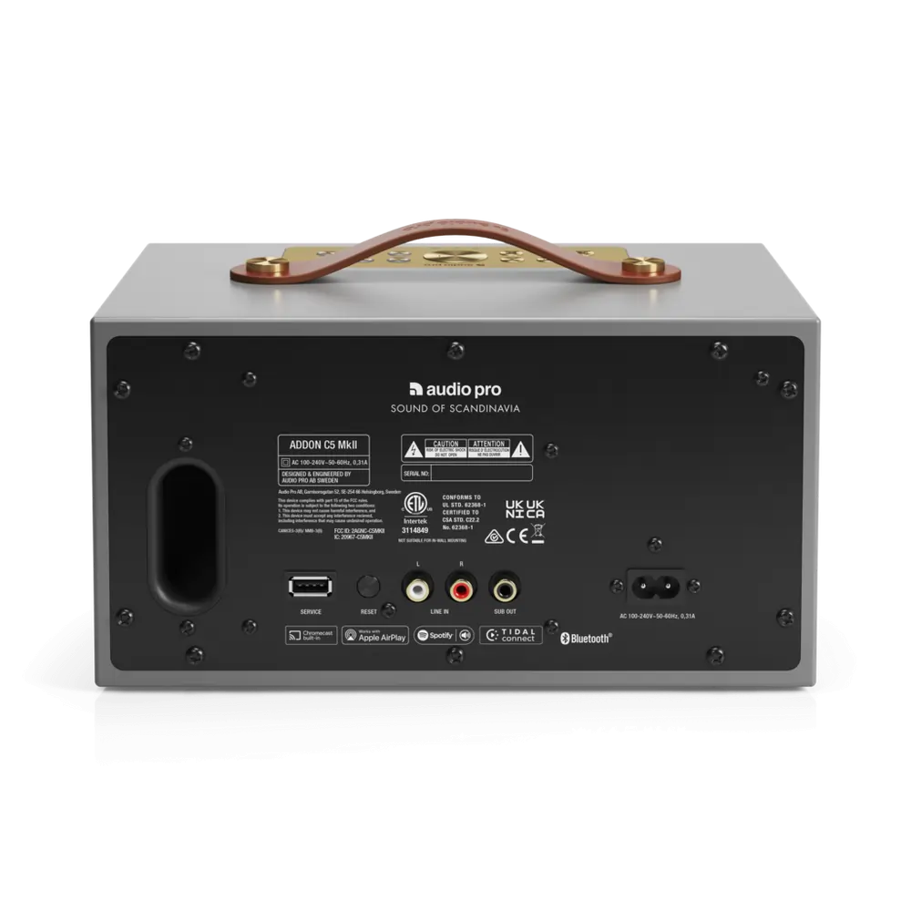 Audio Pro Addon 15275 C5 MkII Wireless Bluetooth Multiroom Speaker, Grey - 43575393911007 