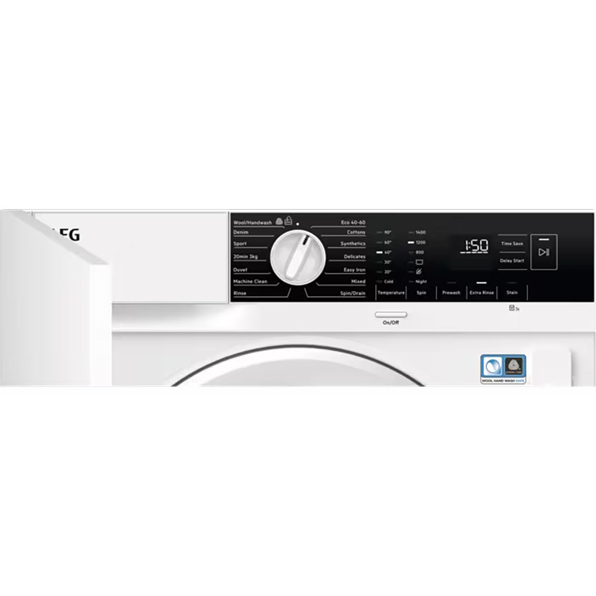 AEG LFX6G8434BI 6000 ProSense® Integrated Washing Machine, 8Kg, 1400 Spin Speed, 59.6cm Wide - White
