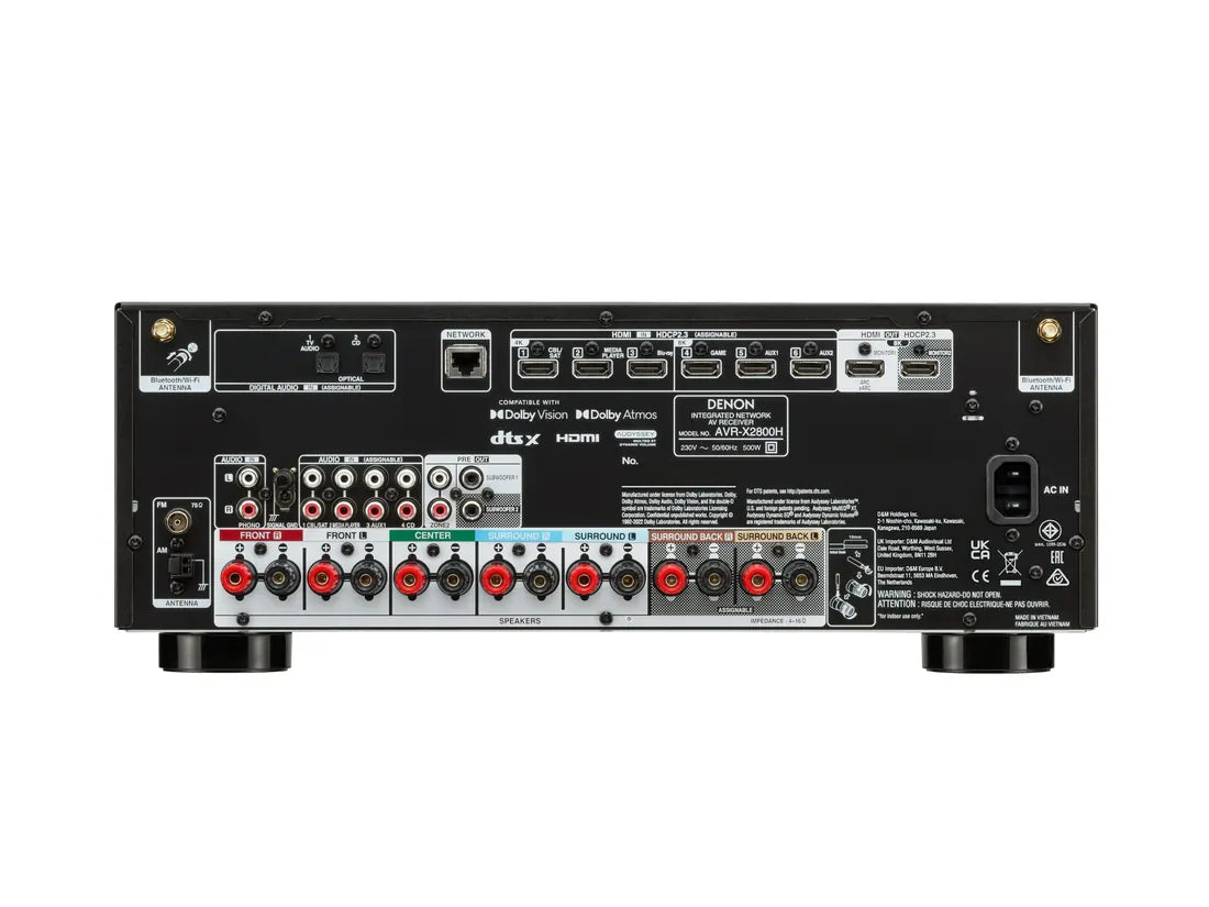 Denon AVRX2800H 7.2Ch Dolby Atmos and DTS:X 8K AV Receiver With HEOS® Built-in, Black