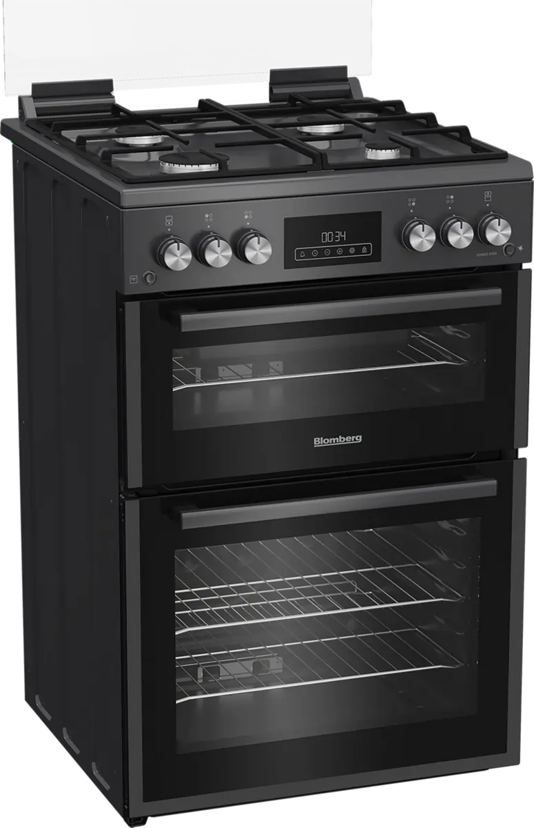 Blomberg GGRN655N 60cm Double Oven Gas Cooker with Gas Hob, Anthracite