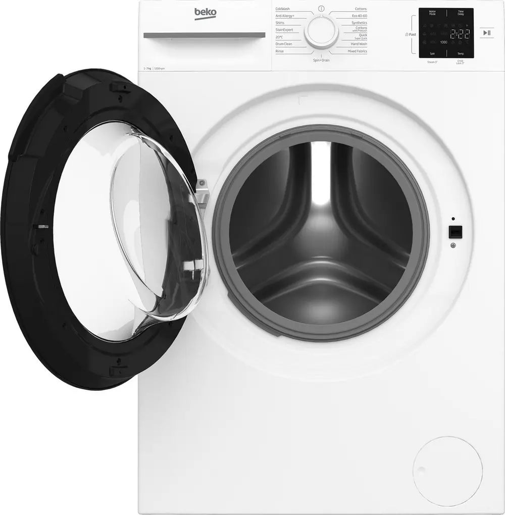 Beko BM1WU3721W 7kg 1200 Spin RecycledTub Washing Machine, White - 43299408543967 