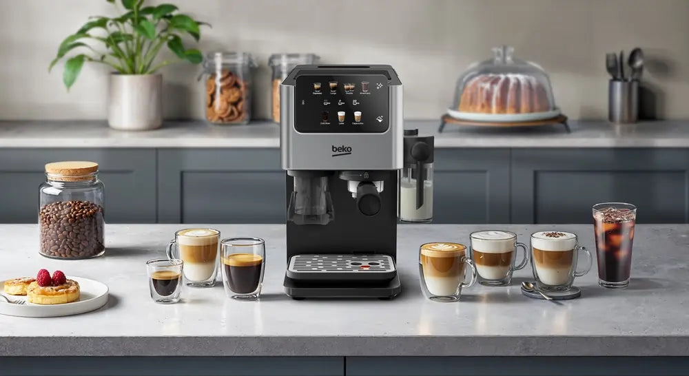 Beko CED7524X Espresso Machine With Integrated Grinder And Milk Cup, Silver