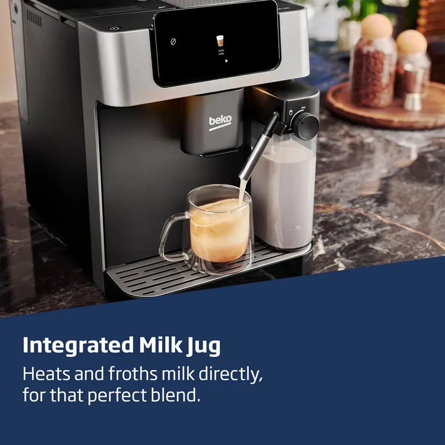 Beko CaffeExperto CEG7304X Bean to Cup Fully Automatic Coffee Machine with Integrated Milk Jug, Silver - 43749737726175 