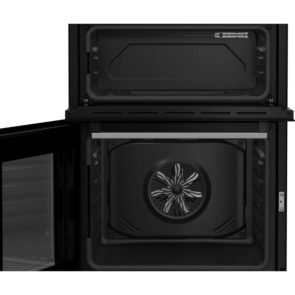 Beko EDC6731S 60cm Double Oven Electric Cooker with Vitroceramic Hob, Silver