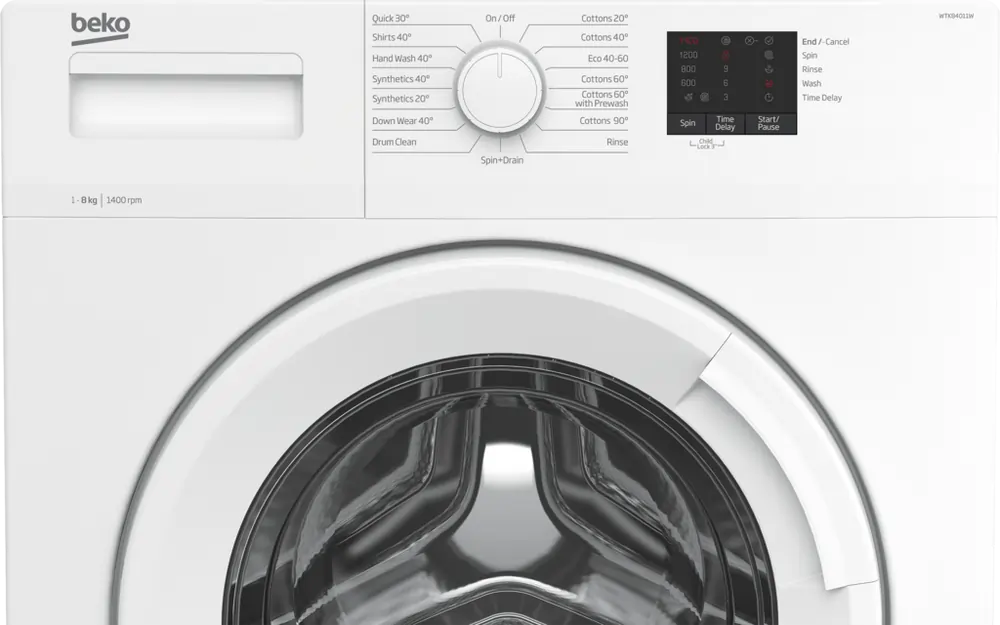 Beko WTK84011W 8kg 1400 Spin Washing Machine, White - 43120566468831 