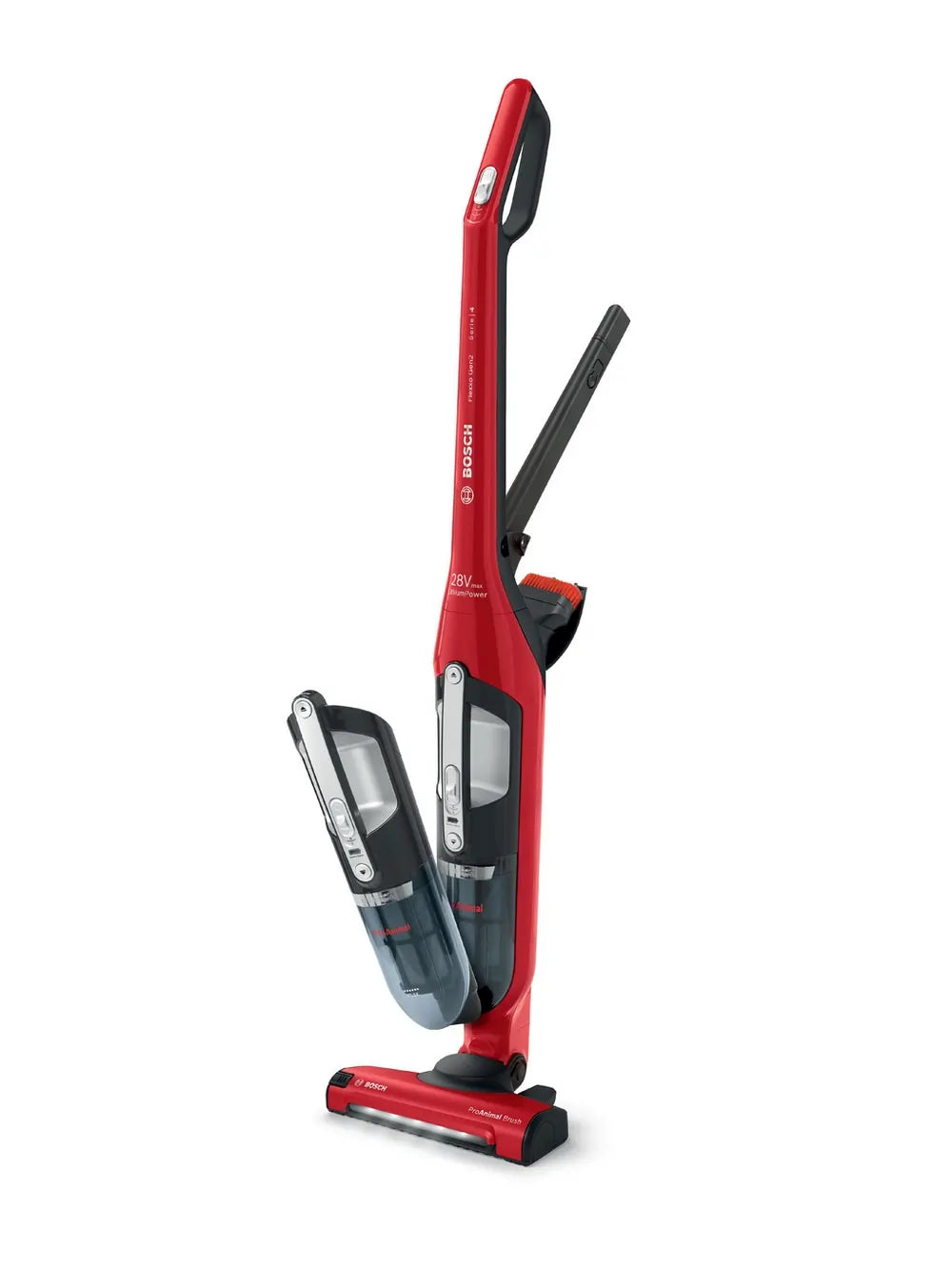 Bosch BBH3ZOOGB Serie 4 ProAnimal 2-in-1 Cordless Vacuum Cleaner, Up To 55 Minutes Run Time, Red