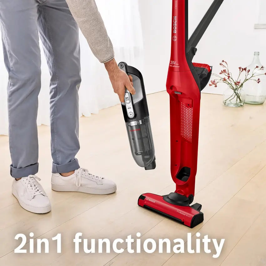 Bosch BBH3ZOOGB Serie 4 ProAnimal 2-in-1 Cordless Vacuum Cleaner, Up To 55 Minutes Run Time, Red