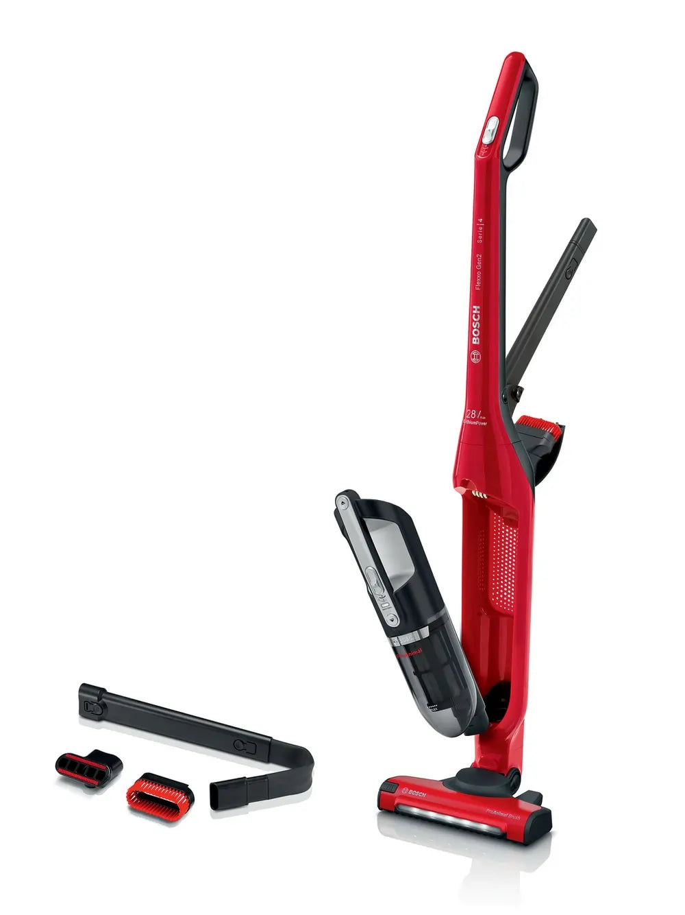 Bosch BBH3ZOOGB Serie 4 ProAnimal 2-in-1 Cordless Vacuum Cleaner, Up To 55 Minutes Run Time, Red