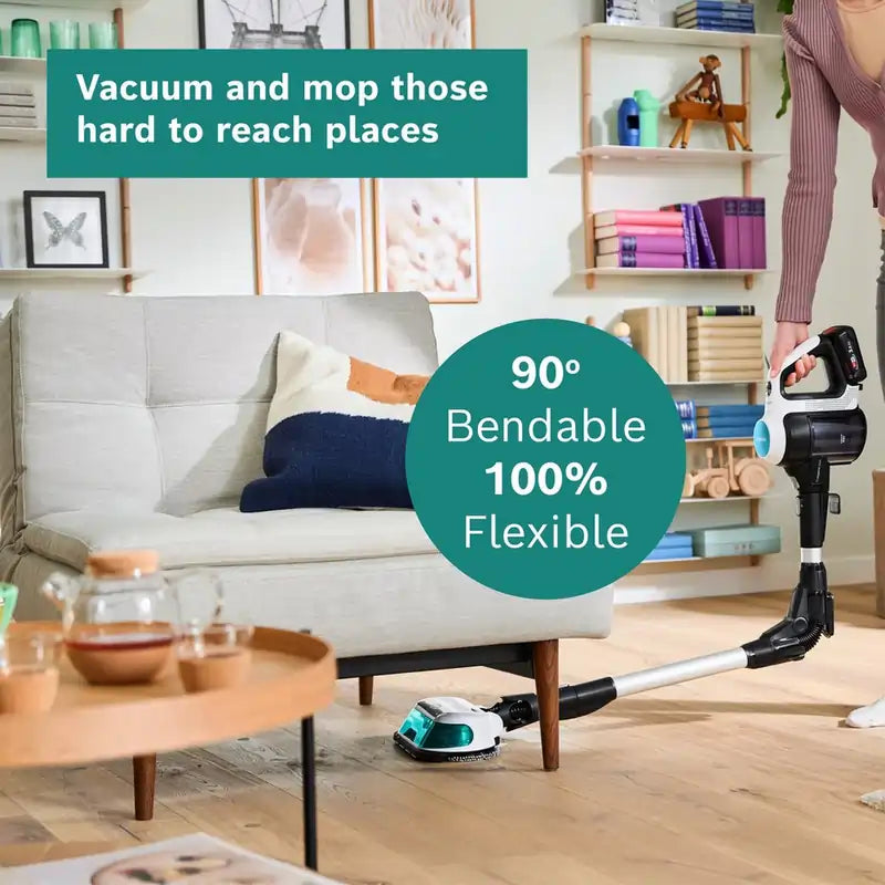 Bosch BCS71HYGGB Cordless Vacuum Cleaner 60 Minutes Run Time - White/Aqua - - 43567666200799 