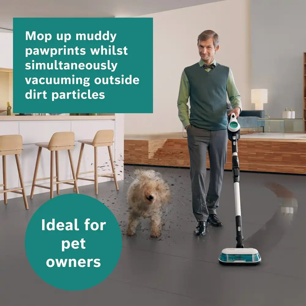 Bosch BCS71HYGGB Cordless Vacuum Cleaner 60 Minutes Run Time - White/Aqua - - 43567666430175 