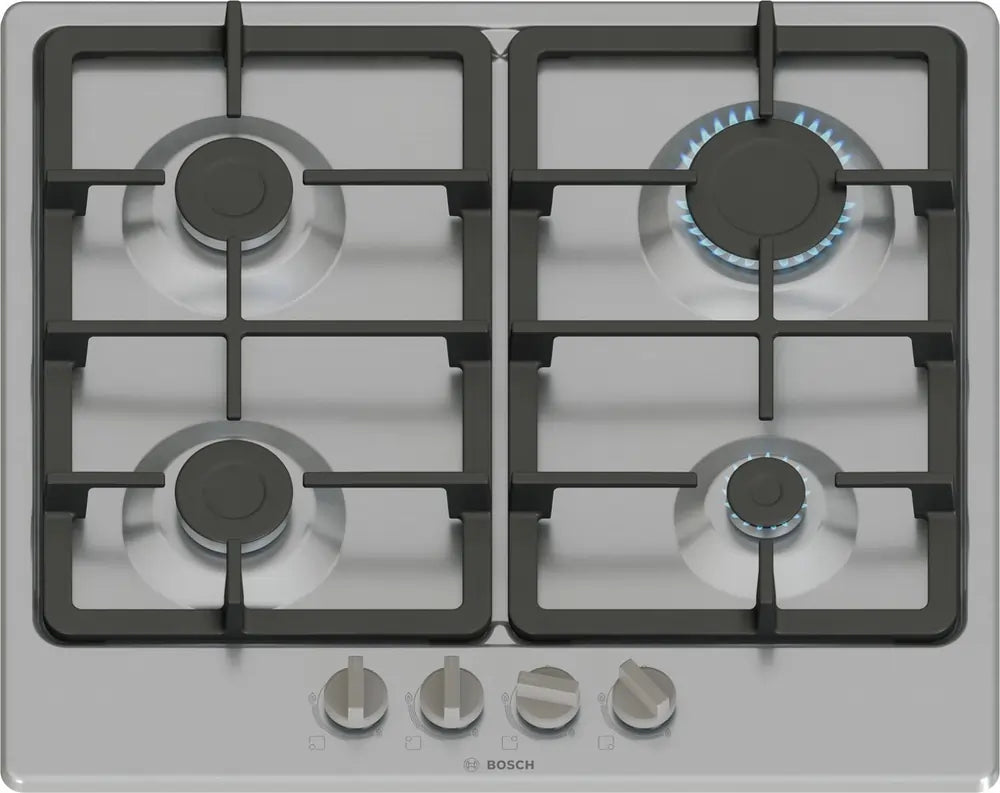 Bosch PGP6B5K90 60cm Gas Hob, Stainless Steel