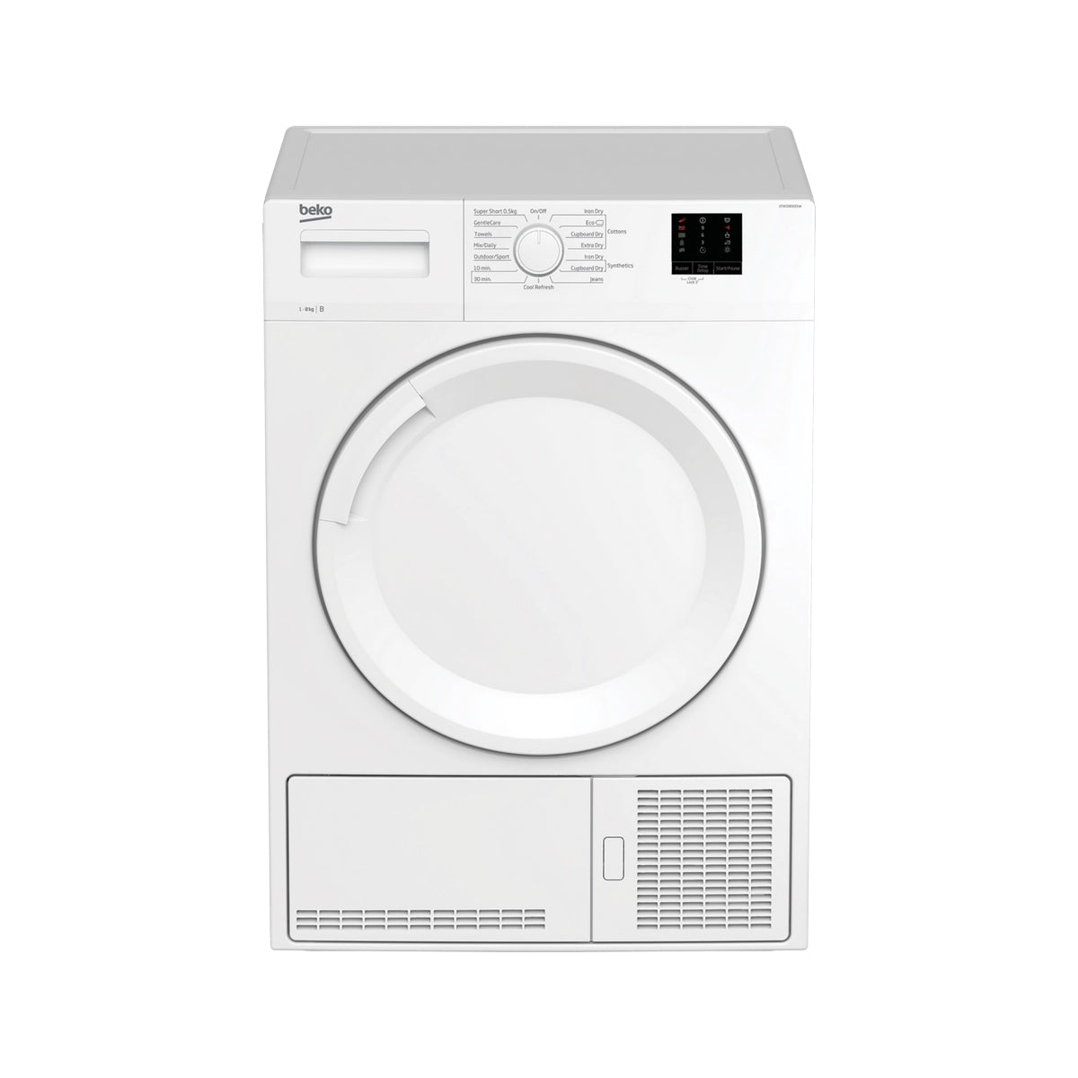Beko DTKCE80021W 8Kg Freestanding Condenser Tumble Dryer With Sensor Programmes, 59.7cm Wide - White