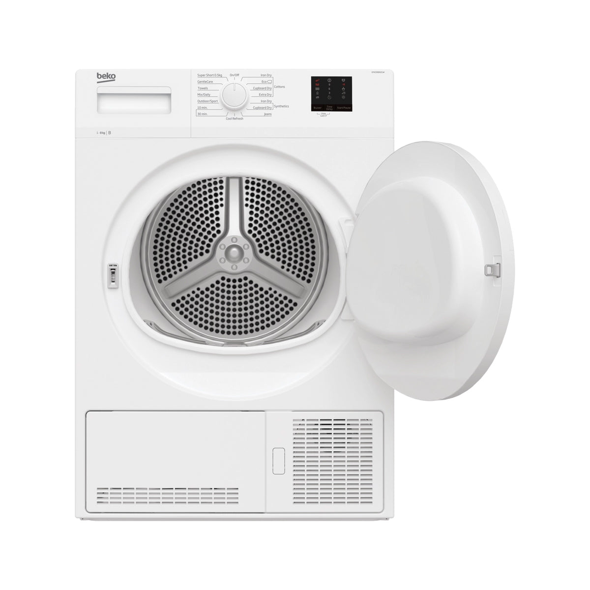 Beko DTKCE80021W 8Kg Freestanding Condenser Tumble Dryer With Sensor Programmes, 59.7cm Wide - White