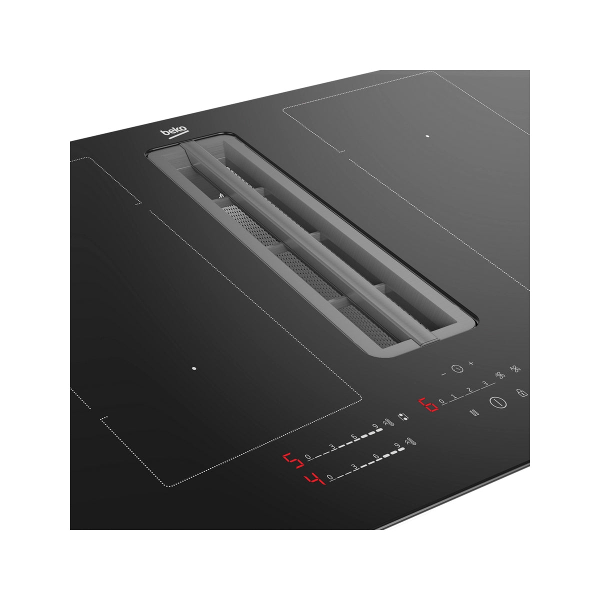 Beko HIXI84700UP Hob Extractor, 4 Zones With 2 FlexiZones, 9 Power Levels, 82cm Wide - Black