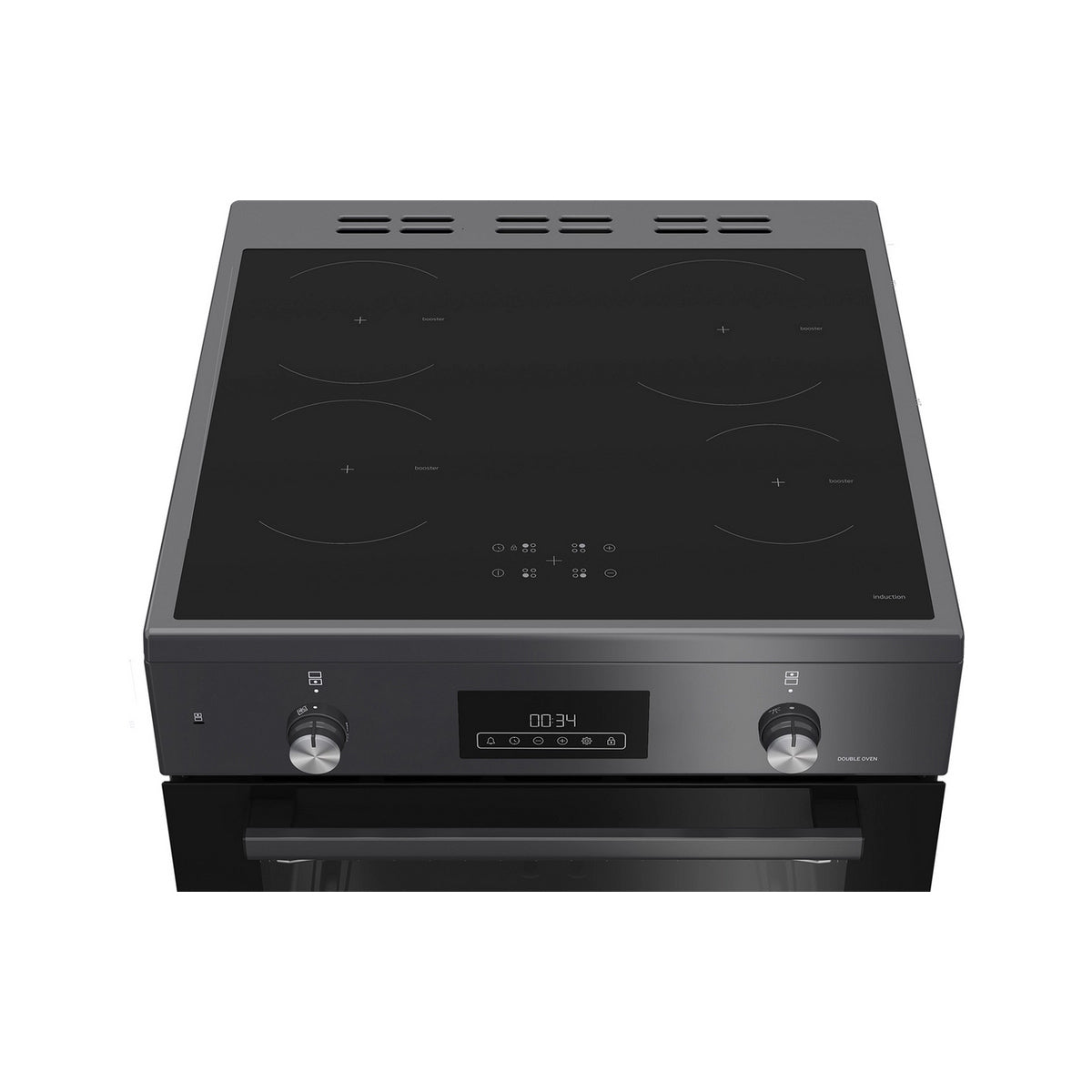 Blomberg HIRN651N Double Oven Electric Cooker With Induction Hob, 60cm Wide - Anthracite