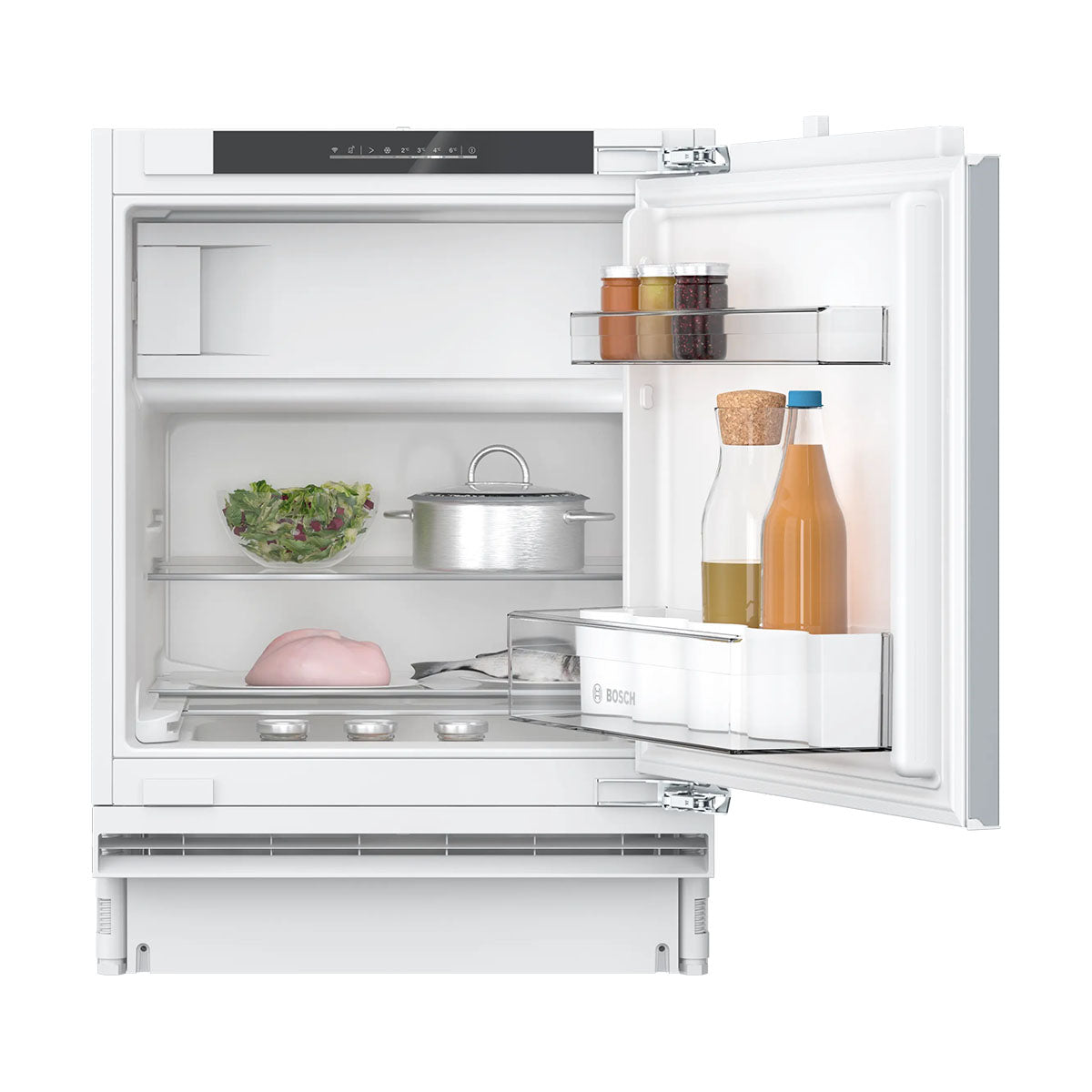 Bosch KUL22VFD0G Series 4 Built-Under Fridge With Freezer Section, 93/17 Litre, 59.8cm Wide - Flat Hinge