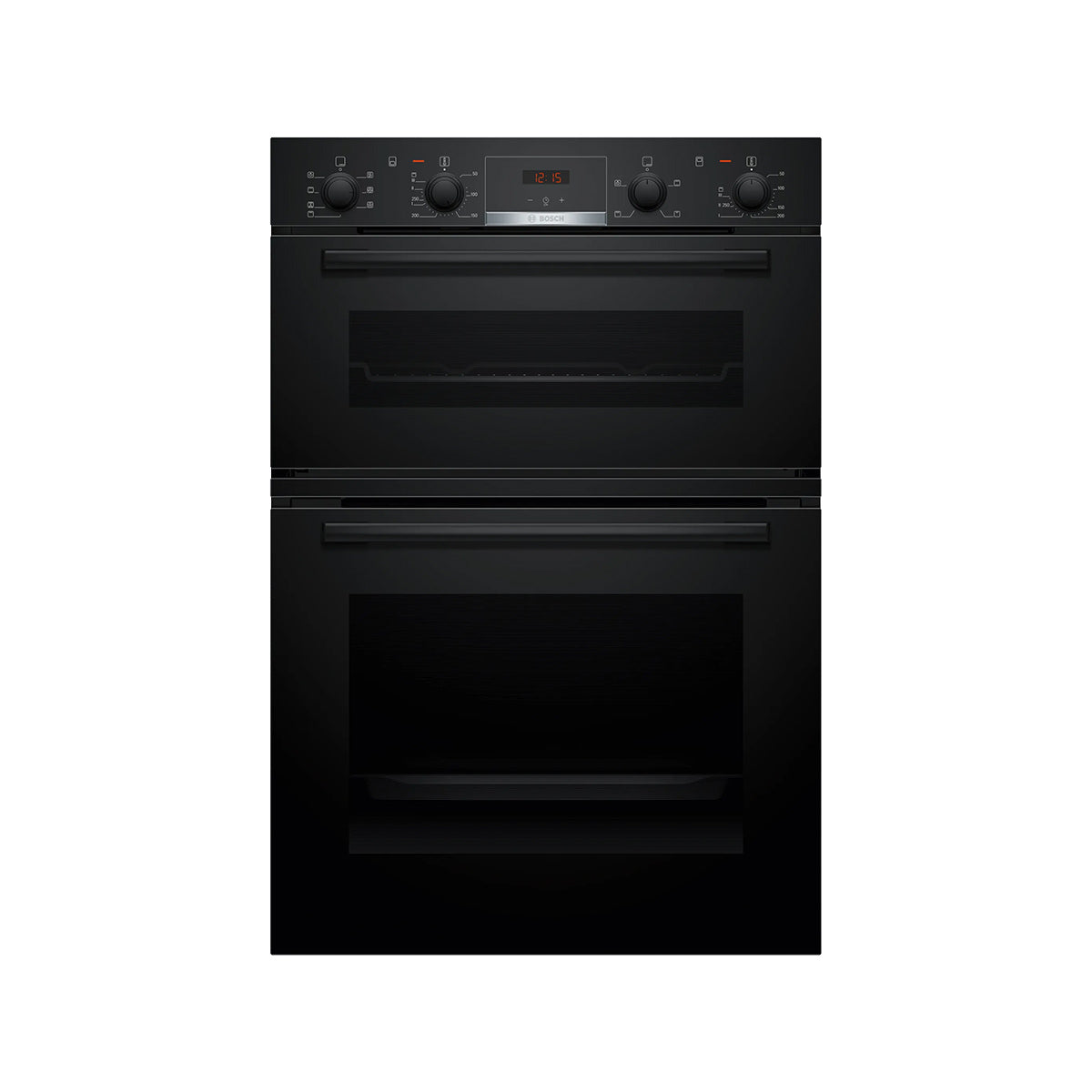 Bosch MBA533BB3B Series 4 Built-In Double Oven, 71/34 Litre, Red LED Display, 59.4cm Wide - Black