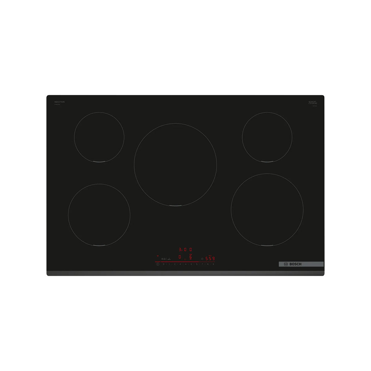 Bosch PIV831HB1E Series 6 Induction Hob, 5 Zones, Surface Mount Without Frame, 80.2cm Wide - Black