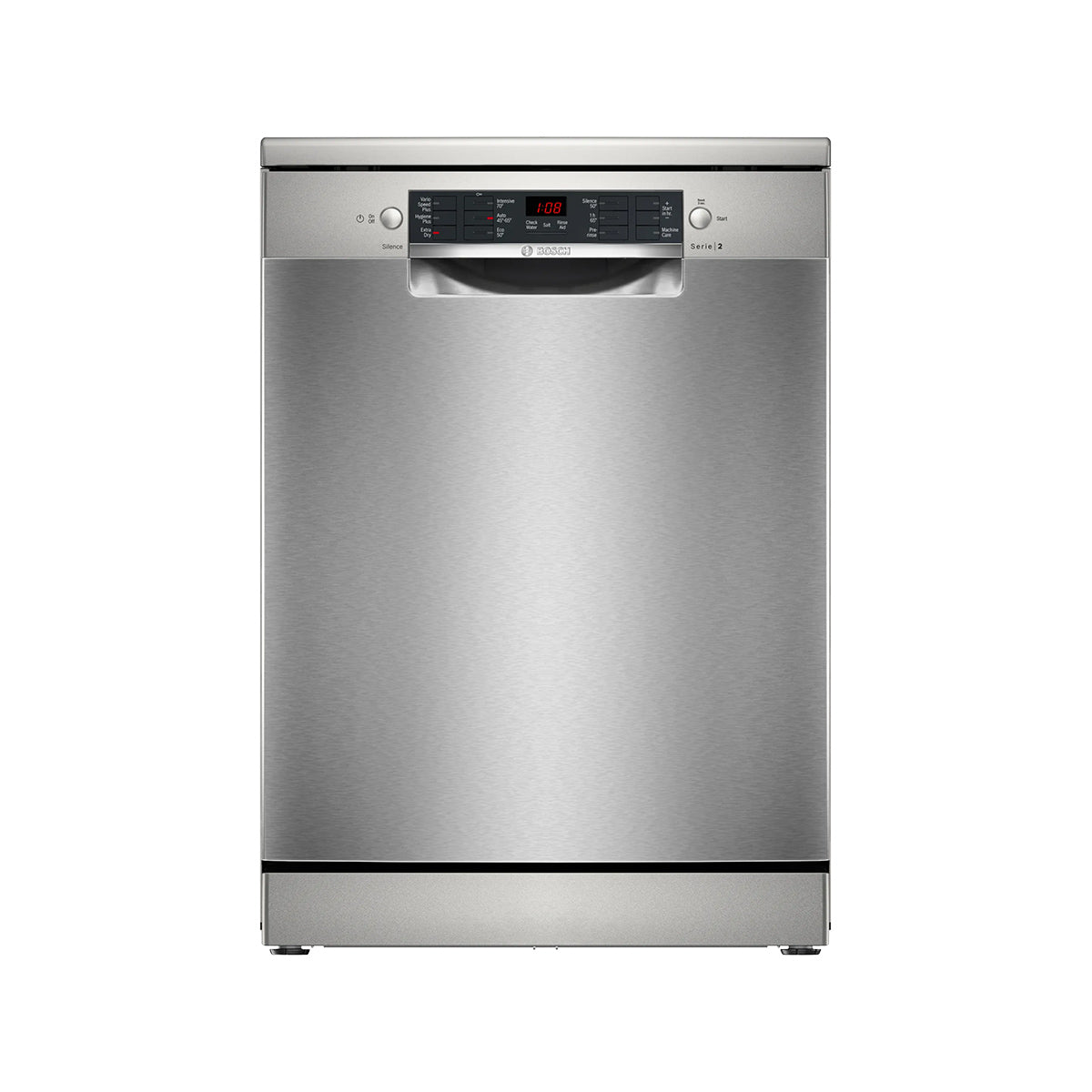 Bosch SMS26AI08G Series 2 Freestanding Dishwasher, With Built-Under Option, 12 Place Settings, EcoSilence Drive, 60cm Wide - Brushed Steel Anti-Fingerprint