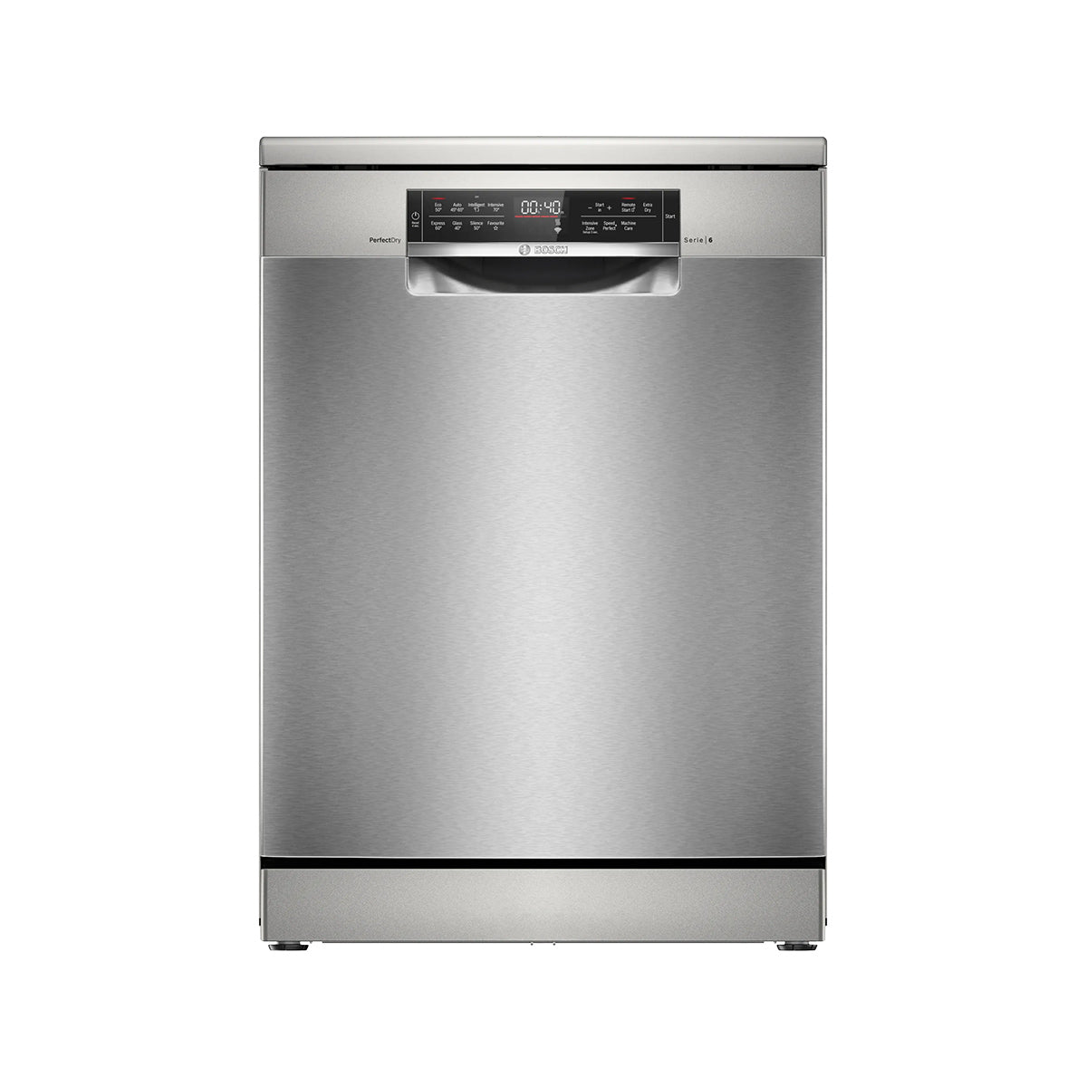 Bosch SMS6TCI02G Series 6 Freestanding Dishwasher, 14 Place Settings, 60cm Wide - Brushed Steel, Anti-Fingerprint