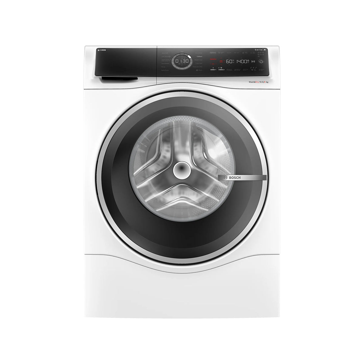 Bosch WNC25410GB Series 8 Freestanding Washer Dryer, 10.5Kg/6Kg Capacity, 1400 rpm, i-DOS, Eco Silence Drive, 59.8cm Wide - White